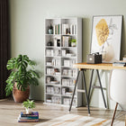 HOMCOM Double Media Cabinet, 9-Tier DVD Shelf with 18 Compartments - White-Anti-tipping straps to fix to a wall