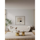 Manhattan Comfort Glenn Modern Glam Coffee and End Table - Gold - Set of 2-Beautiful Sintered Stone Table Top