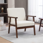 HOMCOM Modern Accent Chair with Cushioned Seat - Wood Legs for Bedroom - Cream White-Deep foam padding throughout for comfortable sinking
