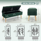 HOMCOM Upholstered Storage Ottoman Bench with Wooden Legs - Dark Green-Strong rubber wood legs support up to 484 lb;