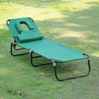 Outsunny Folding Outdoor Lounge Chair - Tanning Chair with Face Hole - Green-Back reclines to 5 different positions to find the suitable tanning angle