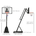Soozier 9.6' to 11.5' Height Adjustable Basketball Hoop with Backboard and Weighted Base-Base can be filled with sand or water for stability

