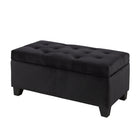 Brassex Landon Tufted Storage Ottoman - Black-Ample interior storage space