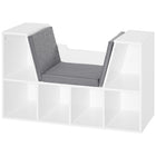 HOMCOM 6-Cubby Bookcase with Seat Cushion - Grey-Features a reading nook with cushions for comfortable experience
