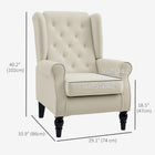HOMCOM Fabric Accent Chair with Wood Legs - Rolled Arms for Bedroom - White-Wood frame and eucalyptus legs ensure stability and durability
