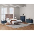 Manhattan Comfort DUMBO Modern Nightstand, Dresser Set and 5-Drawer Tall Dresser Set - Midnight Blue-Includes 9 Full Extension Drawers Designed in Vertical Textured Ribbed Lines.