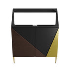Modway Alchemist 30" Bathroom Vanity Cabinet - Black/Gold-Oak Wood Grain Veneer