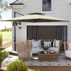 Outsunny 8' L x 9' W Square Cantilever Patio Umbrella with Fillable Base - Light Grey-Flexible tilt settings offer optimal sun blocking at any angle