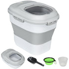 PawHut 6-30lb Dog Food Storage Container with Collapsible Design - Grey-Seal and 4 side locking lids ensure excellent food freshness