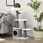 PawHut 39" Multi-Level Cat Tree Tower with Scratching Posts and Condo - White-Jute scratching posts promote your cat's natural instinct to scratch 