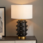 Hudson&Canal Farrington 26" Tall Ceramic Table Lamp with Fabric Shade - Matte Black/White-Clean with a soft, dry cloth and no harsh chemicals or abrasive cleaning materials