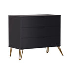 Manhattan Comfort Avira 35" Mid-Century Modern 3-Drawer Dresser - Black-Compact, versatile design ideal for bedrooms, guest rooms, or apartments
