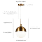 Hudson&Canal Orb 10" Wide Large Pendant with Glass Shade - Brass/White Milk-Product Dimensions: 10" L x 10" W x 12" H