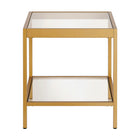 Hudson&Canal Alexis 20"W Square Side Table - Brass-Features a tempered glass top