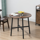 HOMCOM 31.5" Round Industrial Dining Table for 4 - Rustic Brown-Large enough for four people