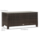 Outsunny Rattan Coffee Table with Tempered Glass Top - Brown-Waterproof and UV-resistant PE rattan