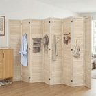 HOMCOM 8-Panel Freestanding Room Divider with Pegboard Panel for Indoor Bedroom Office - Natural-744 pegboard holes per panel, which allows for hanging small items 
