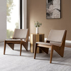 Modway Rylina Vegan Leather Accent Chairs - Walnut Brown - Set of 2-Faux Leather Seat and Backrest