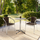 Flash Furniture 23.5" Round Aluminum Indoor-Outdoor Table Set with 2 Dark Brown Rattan Chairs-Lightweight Design