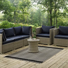 Modway Optica Chevron With End Borders Indoor/Outdoor Area Rug - 5 ft W x 8 ft L - Black/Beige-Tight Low Pile Weave