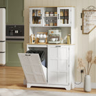 HOMCOM 69" H Kitchen Pantry Cabinet with Charging Station and Trash Can Compartment - White-4.9' (1.5 m) power cord and cable hole for convenient use 