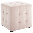 Modway Contour Tufted Cube Performance Velvet Ottoman - Pink-Cube Shaped Ottoman