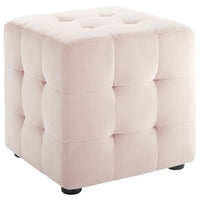 Modway Contour Tufted Cube Performance Velvet Ottoman - Pink-Cube Shaped Ottoman