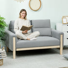 HOMCOM 53" Loveseat Sofa with Solid Wood Legs - Grey-Long, padded armrests provide gentle support for your arms