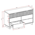Manhattan Comfort Granville 55.04" Modern Double Wide Dresser - Black-Horizontal Glam Drawer Handles Made of Streel with a Gold Finish.