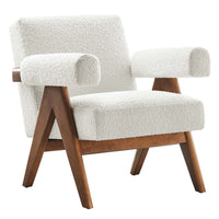 Modway Lyra Boucle Fabric Armchair - Ivory-Ergonomic Design for Comfort