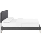 Modway Amaris Fabric Queen Platform Bed with Round Splayed Legs - Grey-Center Rail with Support Two Legs