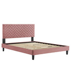 Modway Leah Chevron Tufted Performance Velvet King Platform Bed - Dusty Rose-King Platform Bed