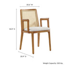 Modway Monarch Wood and Rattan Dining Armchair - Honey/Natural/Heathered Weave Ivory-Dense Foam Padding