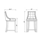 Manhattan Comfort Fifth Avenue 19" Traditional Faux Leather Upholstered Counter Stool - Pebble Grey - 2 Pack-Upholstered in Faux Leather with Foam Padding