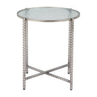 Zuo Vetro Side Table - Silver-Rippled Glass round shape tabletop