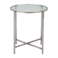Zuo Vetro Side Table - Silver-Rippled Glass round shape tabletop