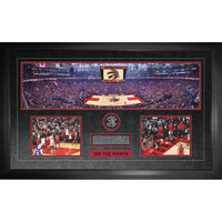 Toronto Raptors Scotiabank Arena Panorama with "the Shot" Collage - Framed Print - 38" x 26"-Premium panorama framed