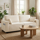 HOMCOM 86" Corduroy 3 Seater Sofa Couch with Spring Cushion - Beige-Matching pillows provide extra lumbar or neck support for optimal relaxation  