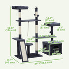 PawHut 53" Cat Tree Tower with Scratching Posts, Condo and Beds - Dark Grey-Condo and beds provide a cozy hideaway for naps 
