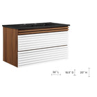 Modway Render 36" Wall-Mount Bathroom Vanity - White/Walnut/Black-Wall-Mount Design