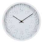 Monarch Specialties 9118 12" Round Juvenile Wall Clock - White Face/White Frame-This contemporary 12" round wall clock features a sleek white face and white plastic frame, making it the ideal accent for any modern home decor or juvenile space