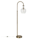 Hudson&Canal Verona Arc Floor Lamp with Glass Shade - Brass/Seeded-Paired with a seeded dome glass shade