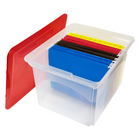 Star Plastics File Box - 32 L - Red/Clear-Material: Heavy-duty, BPA-free polypropylene plastic