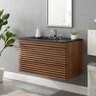 Modway Render 36" Wall-Mount Bathroom Vanity - Walnut/Black-Wall-Mount Design