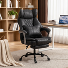 HOMCOM Executive Office Chair with Footrest and Wide Seat - Black-Grade four gas lift and steel base support 396 lbs