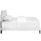 Modway Corene Vinyl Full Platform Bed with Squared Tapered Legs - White-Center Rail with Support Two Legs