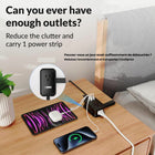 Uncaged Ergonomics Travel Charger - 4 AC - 2 USB - 1 USB-C - Black-1 Fast Charging USB-C Port is 20 W.