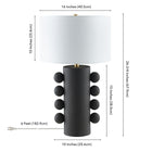 Hudson&Canal Jurrah 27" Tall Ceramic Table Lamp with Fabric Shade - Matte Black/White-Product Dimensions: 16" L x 16" W x 26.75" H