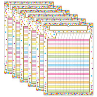 Ashley Productions Smart Poly Chart - 13" x 19" - Confetti Dry Erase Incentive Chart - 6 Pack-Durable, all poly material, no paper, heavyweight