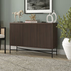 Hudson&Canal Brighton 48"W Buffet Table - Alder Brown-Constructed of sturdy steel, high quality engineered wood, and PVC materials in a handcrafted alder brown finish